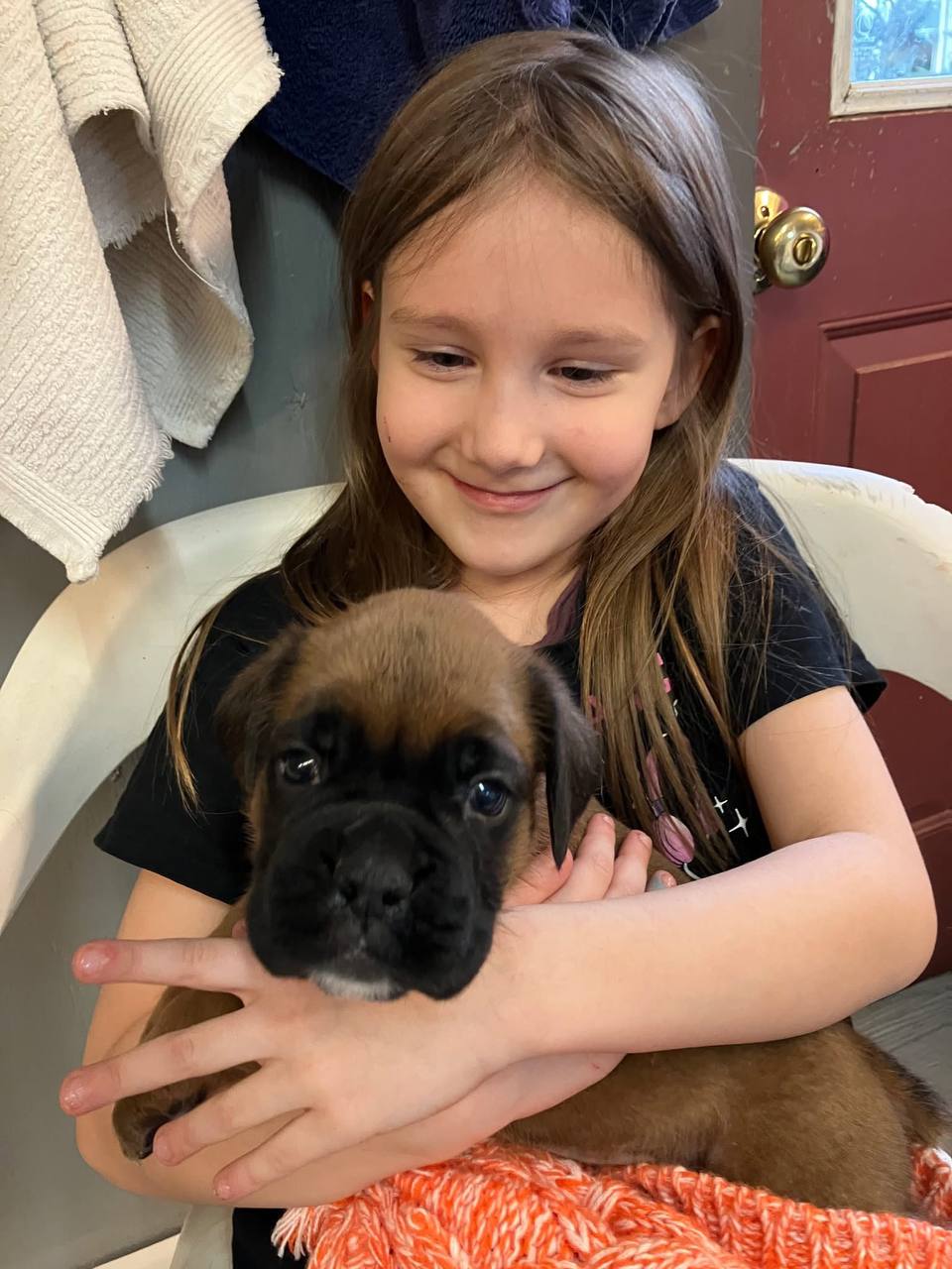 Family with Boxer Puppy